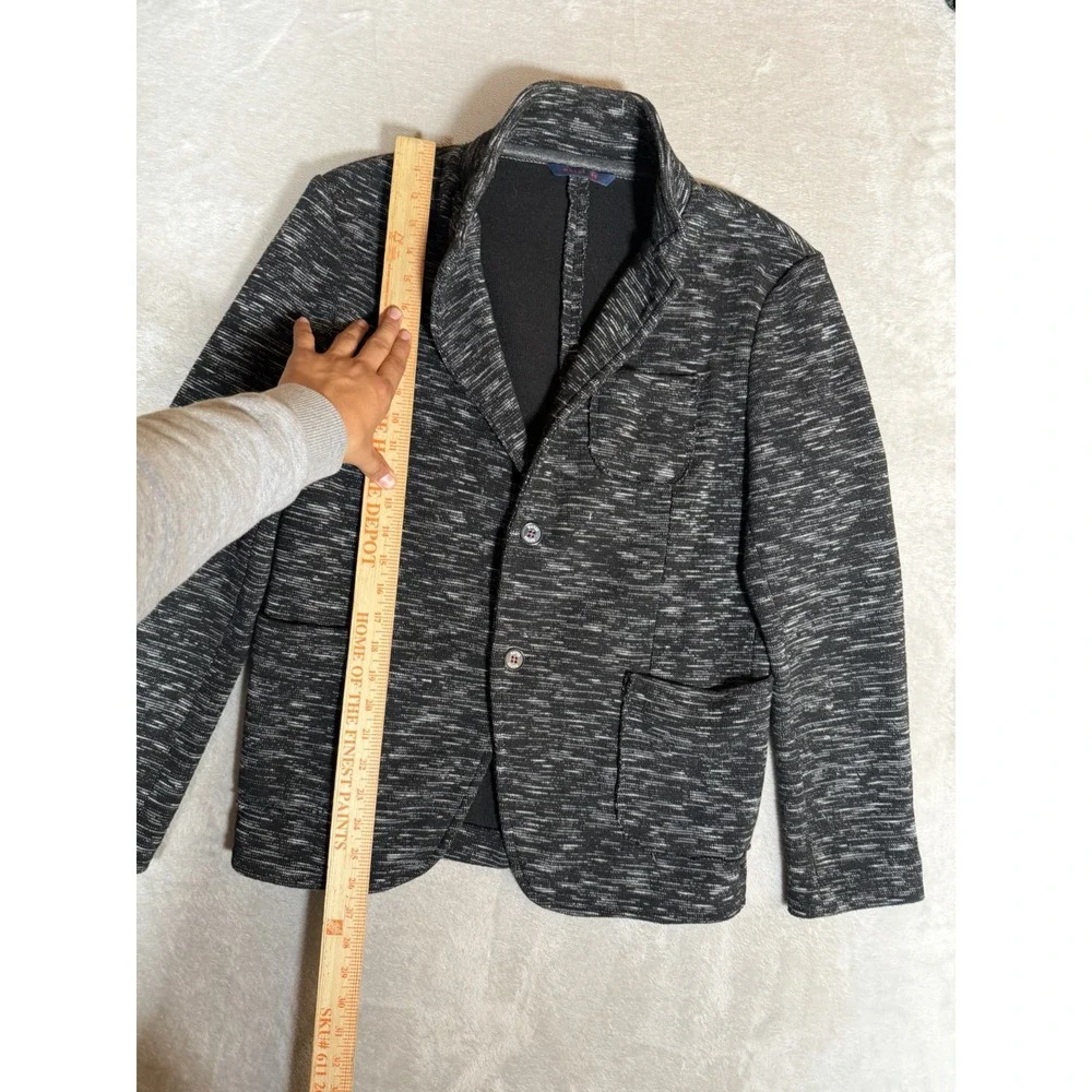 RNT23 Mens Blazer Jacket M 38 Black Gray Marled Knit Sport Coat Made in Turkey